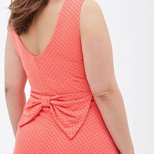 Coral skater dress with bow